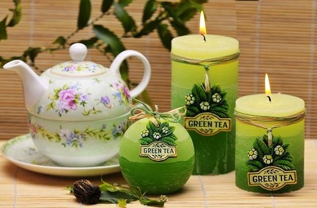 Gyertya - Zöld tea, gömb (80)