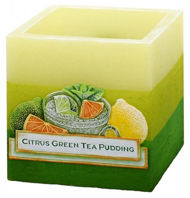 Gyertya - Green Tea Pudding, kocka (110x105)